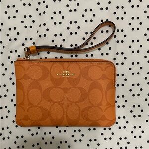 Coach Tangerine Wristlet with Logo